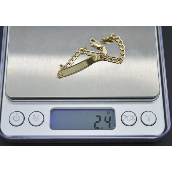 REAL 10K Yellow Gold 6" ID Curb baby Childrens Link Bracelet + Engraving 2.4gr - Picture 3 of 6